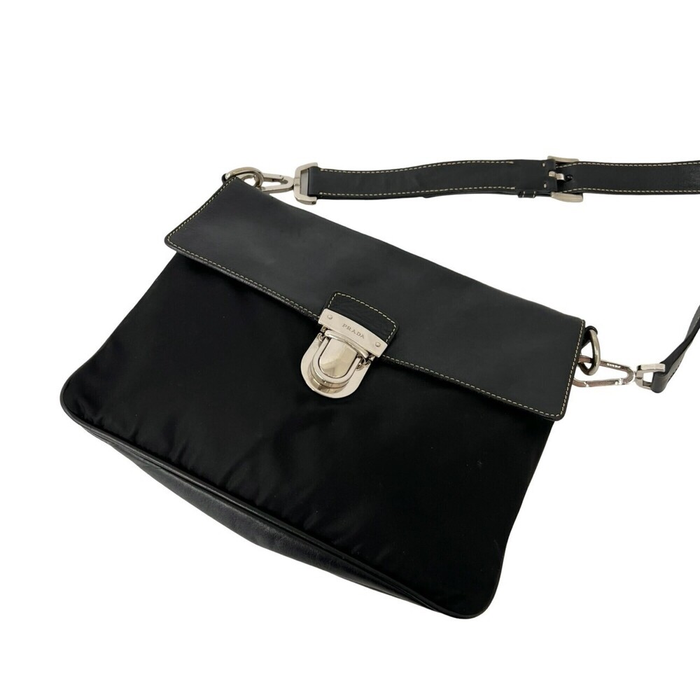 PRADA Black Leather Shoulder Bag